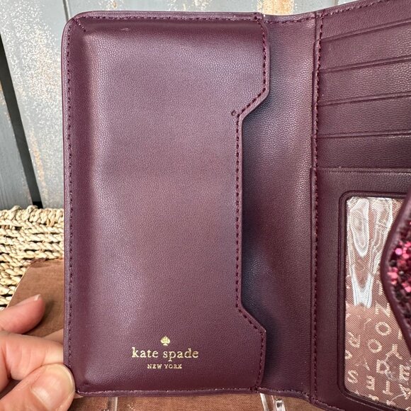 Kate Spade Laurel Way Glitter iPhone Wristlet Deep Plum NWOT - Picture 10 of 15